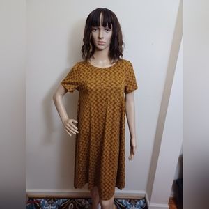 LuLaRoe Asymmetrical Dress in Mustard and Brown